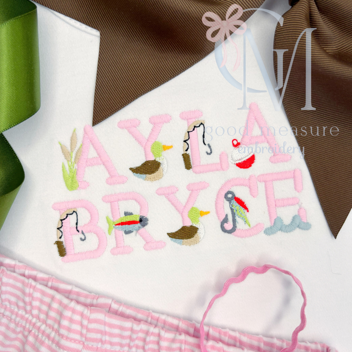 Gone Fishing Satin Print Font Embroidery Design