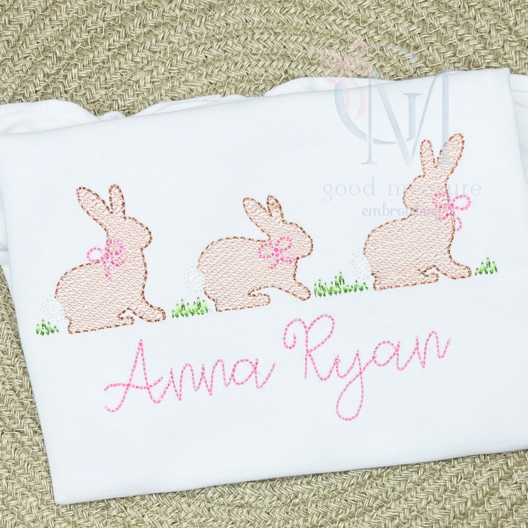 Bunny Bow Trio Embroidery Design