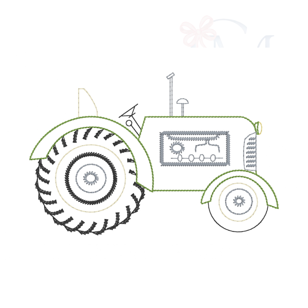 Vintage Stitch Tractor Embroidery Design – Good Measure Embroidery