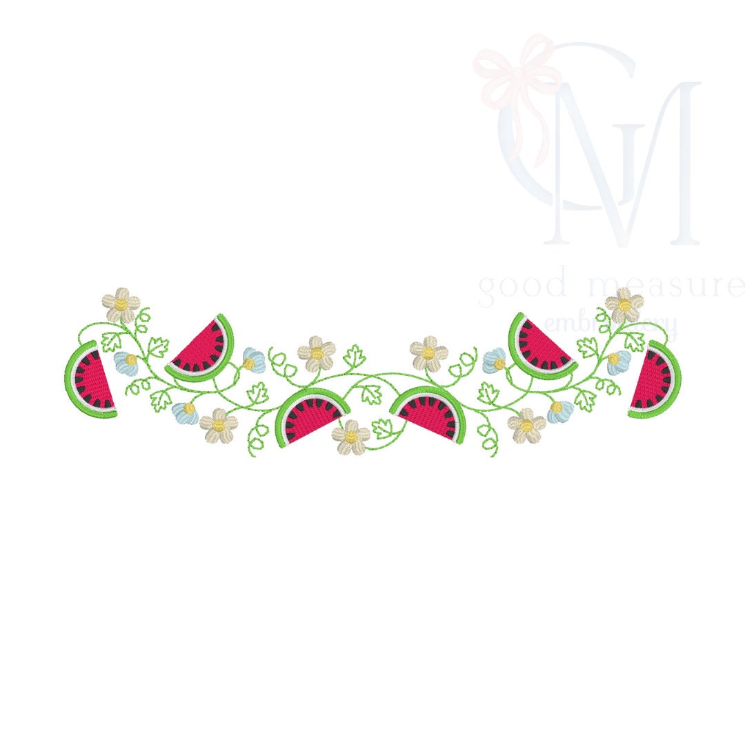 Watermelon Vine Embroidery Design, image size:1080x1080