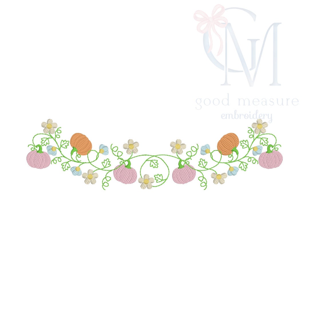 Pumpkin Vine Embroidery Design, image size:1080x1080
