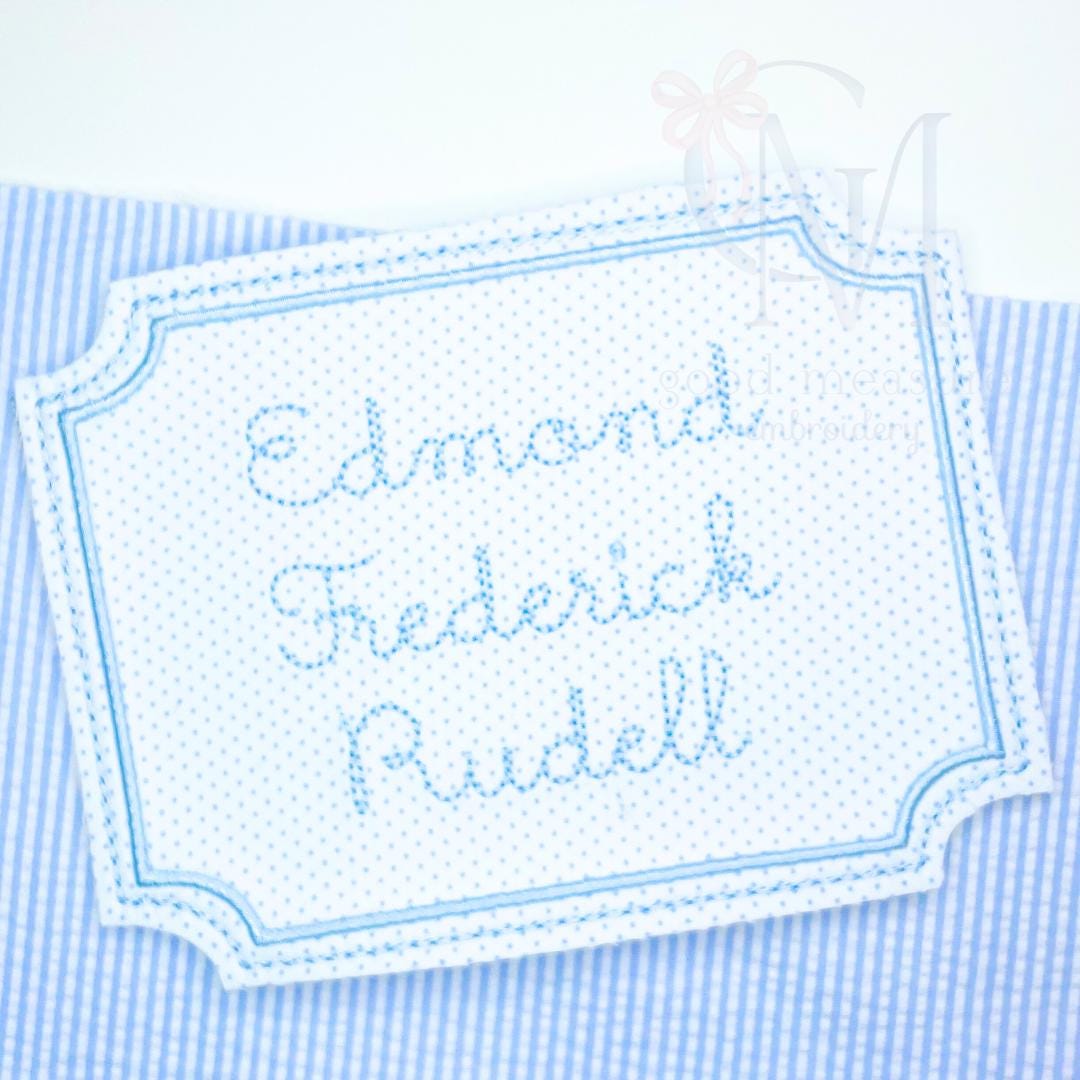 In The Hoop Name Card Applique Design