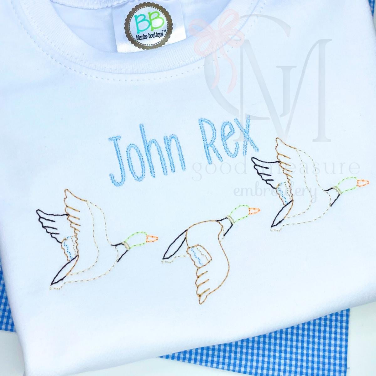 Vintage Stitch Flying Mallard Machine Embroidery Design