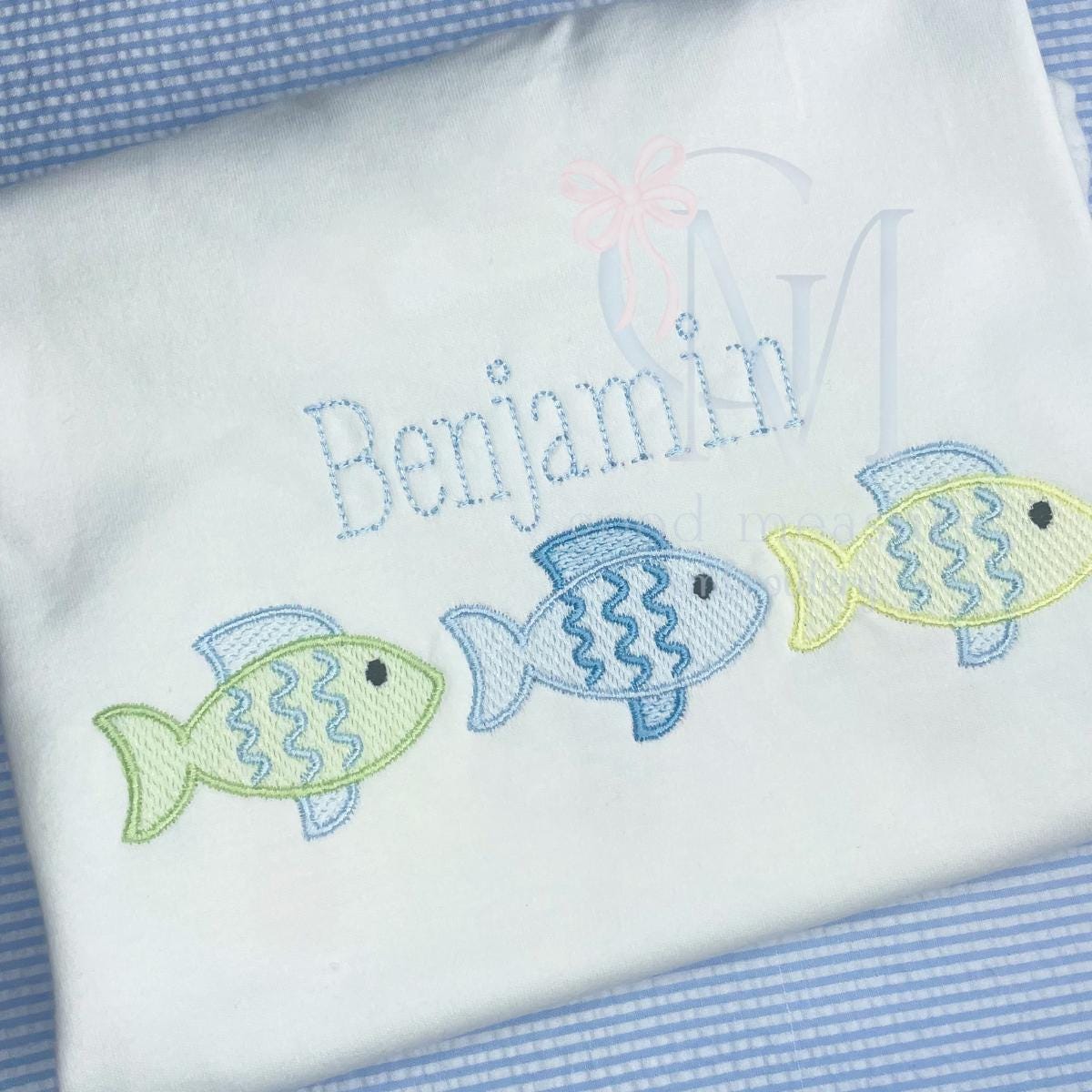 Summer Fish Trio Satin Border Embroidery Design