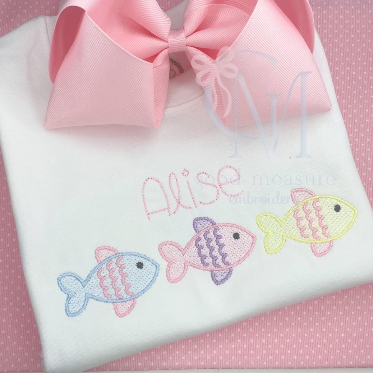 Summer Fish Trio Girl Embroidery Design