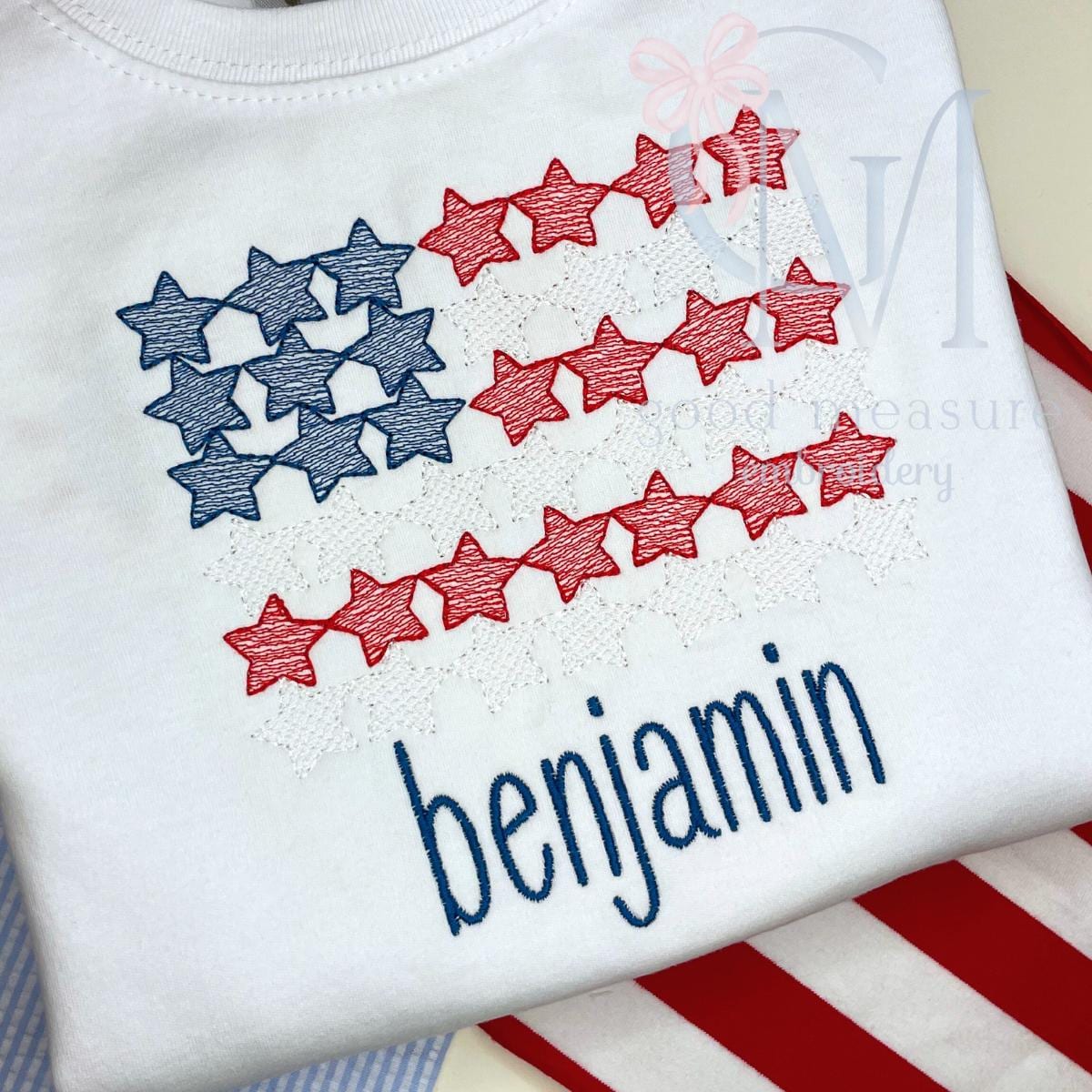 Patriotic Star Flag Embroidery Design