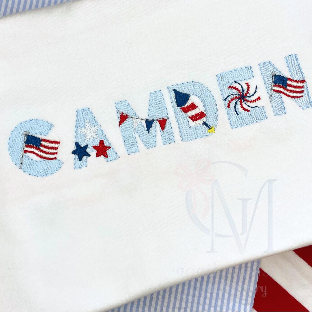 Freedom Ring Patriotic Font Embroidery Design