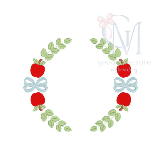 Apples and Bows Monogram Frame Embroidery Design