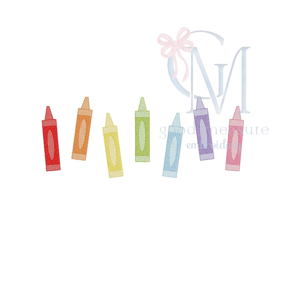 Crayons Sketch Embroidery Design