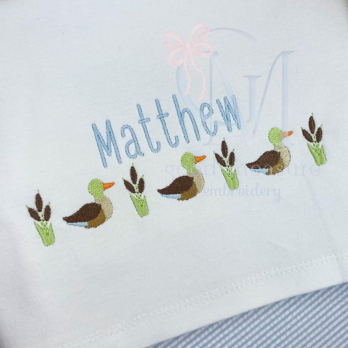 Mallard and Cattails Embroidery Design