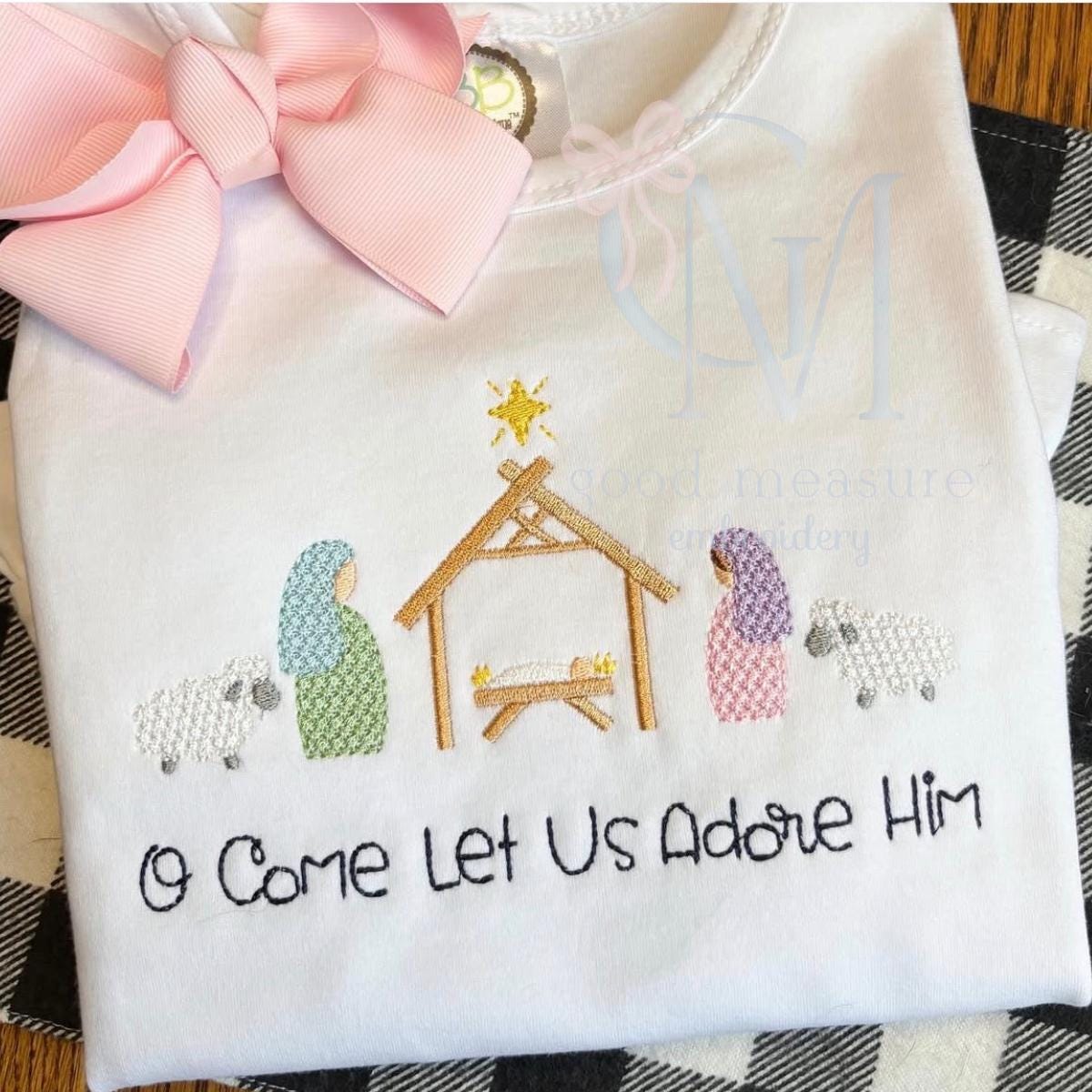 French Knot Nativity Embroidery Design
