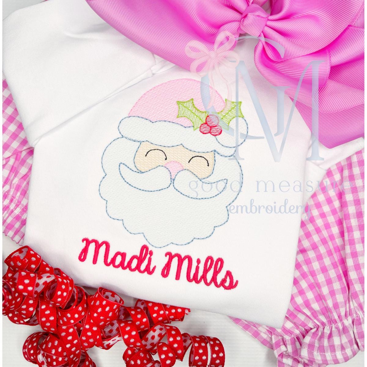 Santa and Holly Embroidery Design