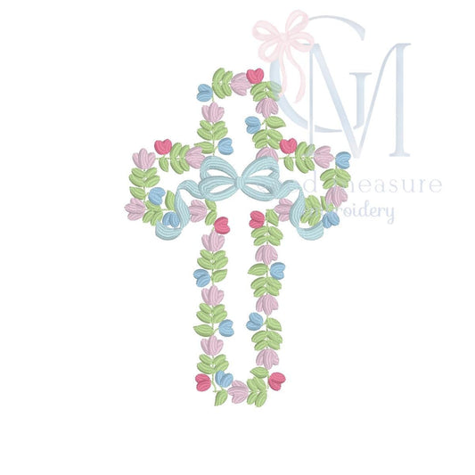 Floral Cross Embroidery Design