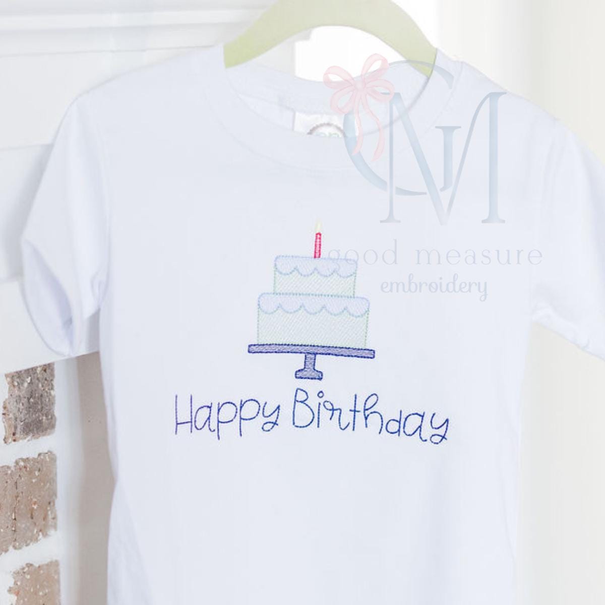 Scallop Two Tier Birthday Cake Sketch Machine Embroidery Design