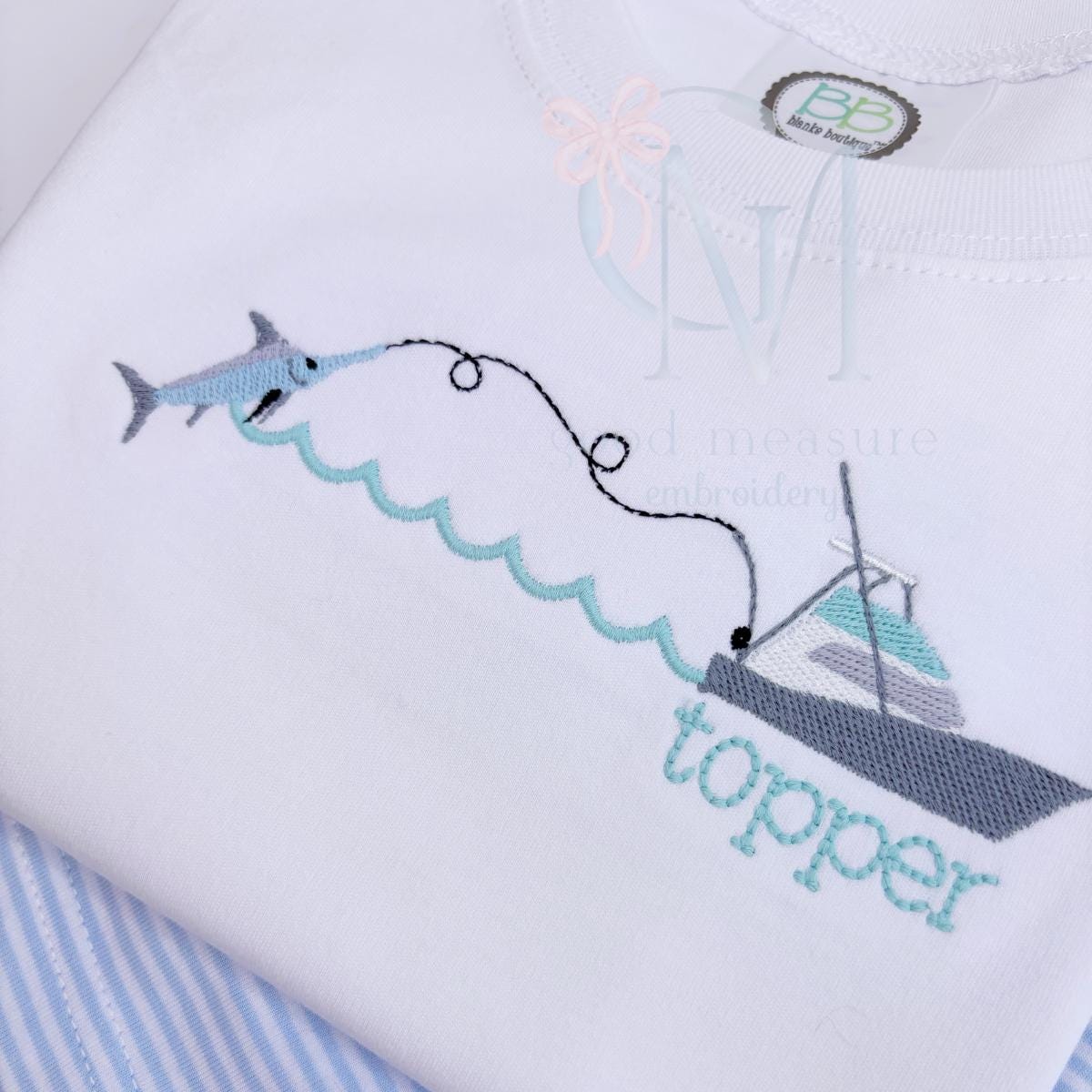 Catch of the Day Marlin Sport Fishing Boat Embroidery Design