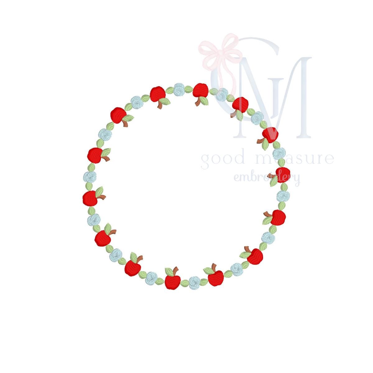 Floral Back To School Garland Monogram Frame Embroidery Design