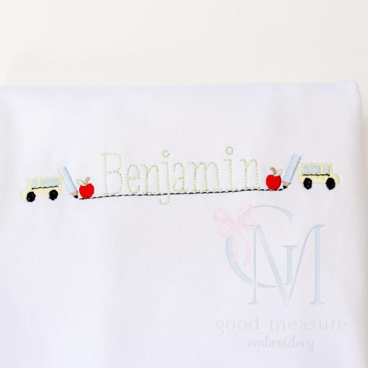 School Bus Back to School Frame Embroidery Design