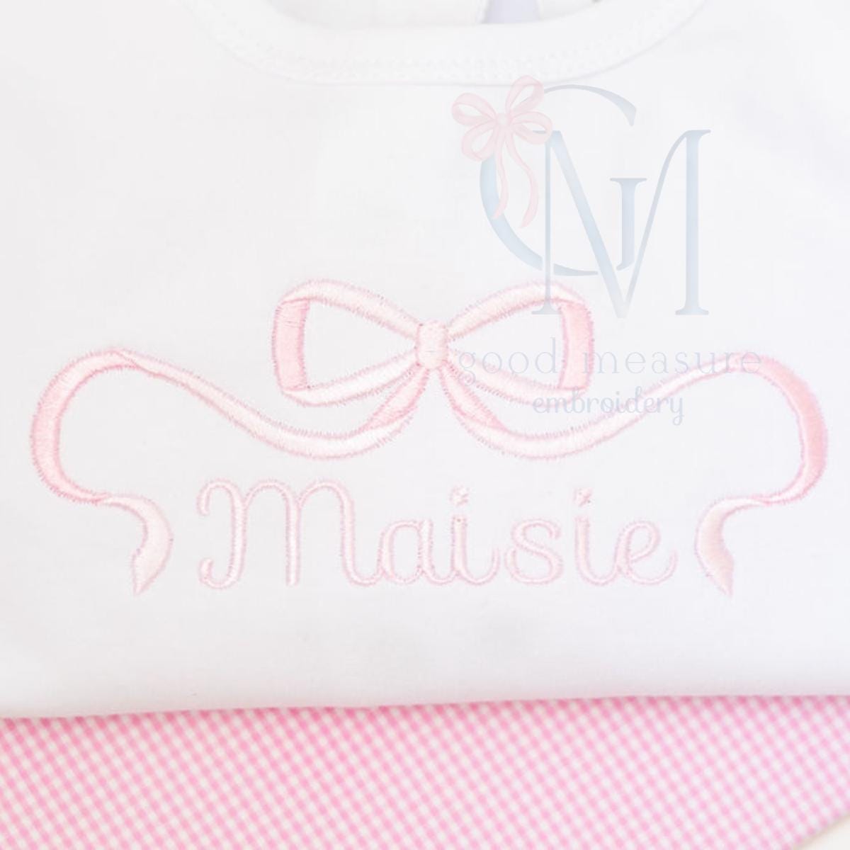 Fancy Two Toned Bow Elegant Satin Machine Embroidery Design
