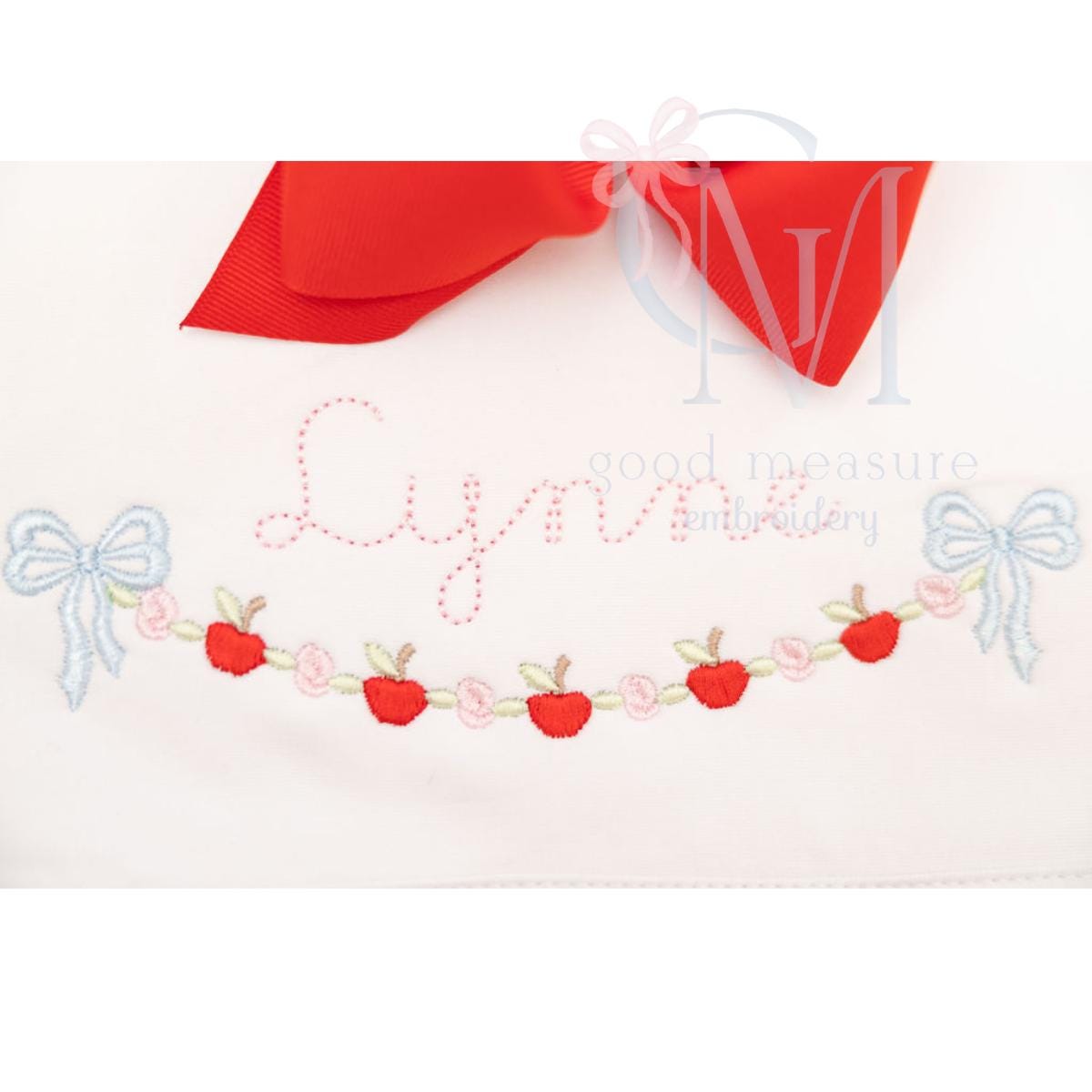 Floral Back To School Garland Name Frame Embroidery Design