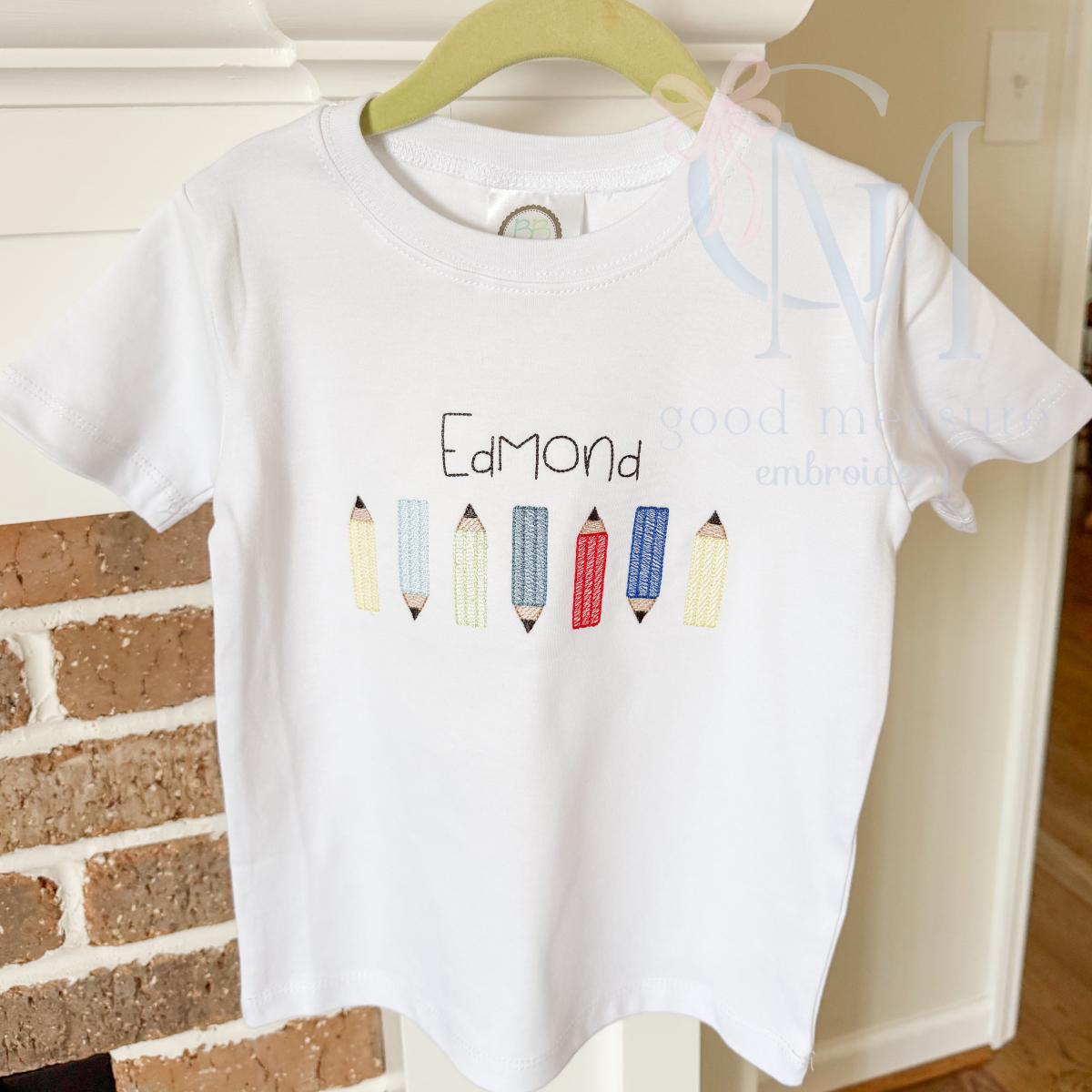 Colorful Pencils Back to School Sketch Machine Embroidery Design