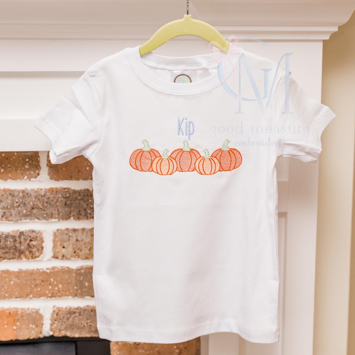 Sketch Pumpkin Row Embroidery Design