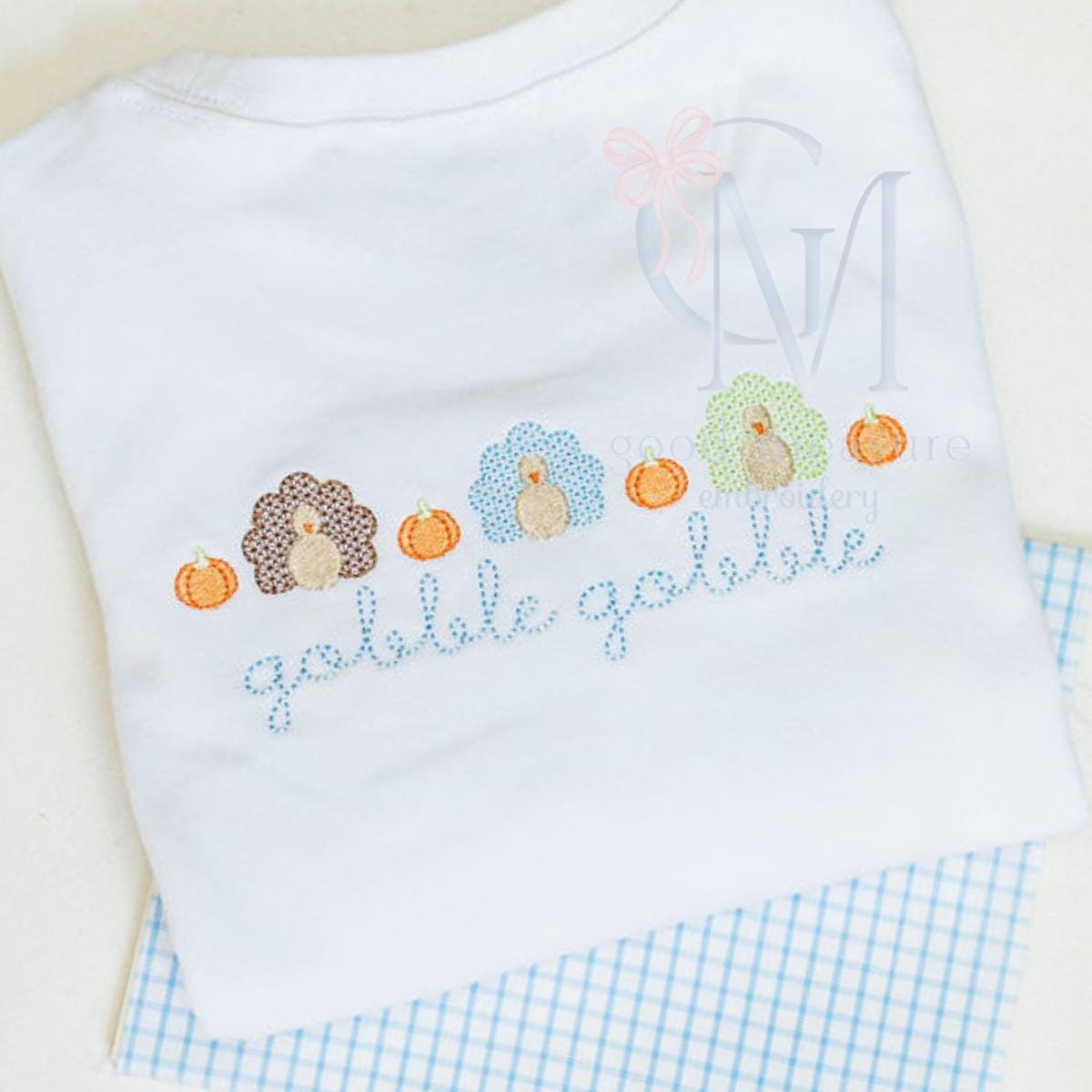 Cross Stitch Turkey and Pumpkin Machine Embroidery Design