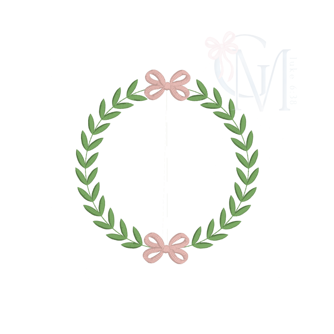 Bow Laurel Crest Embroidery Design