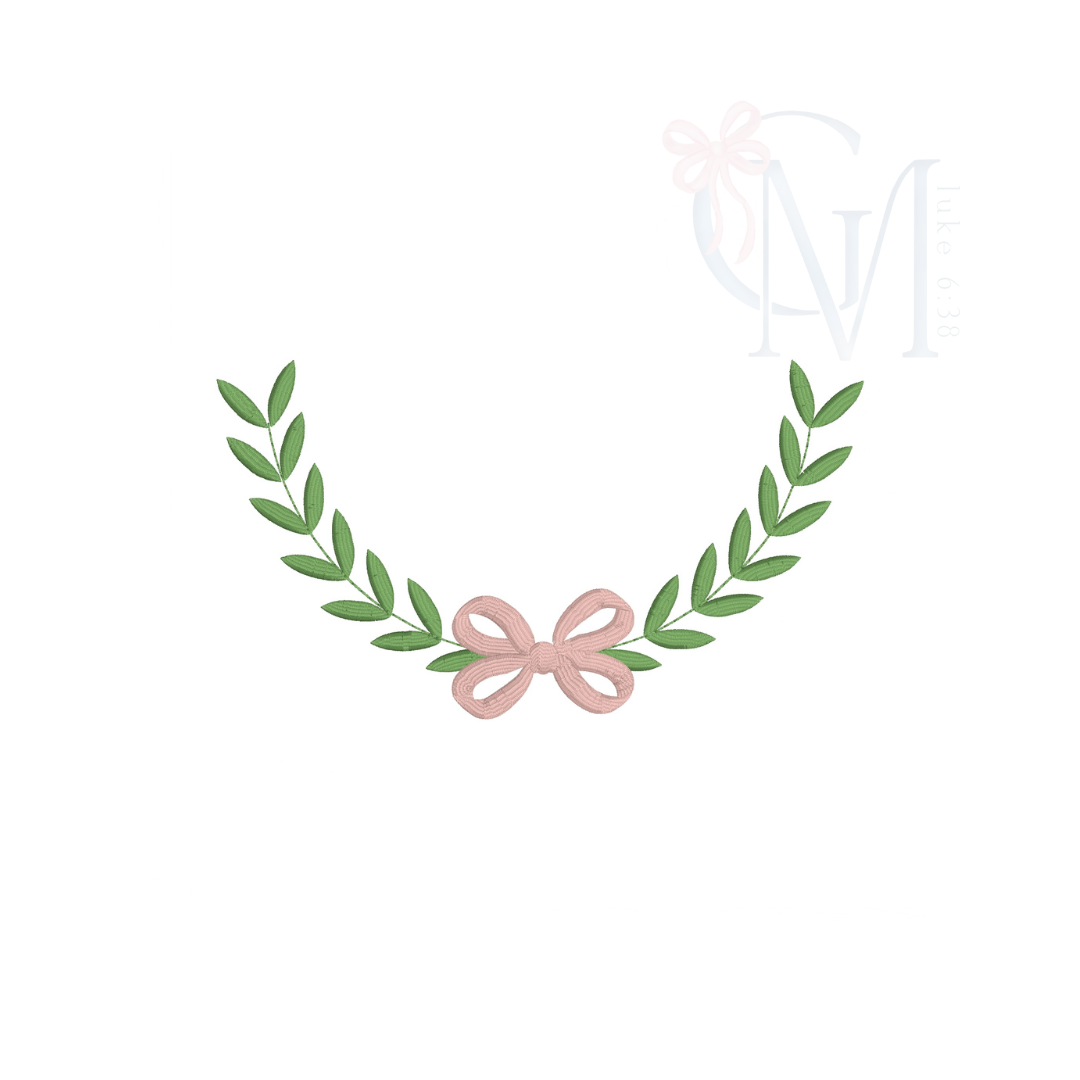 Bow Laurel Name Frame Embroidery Design