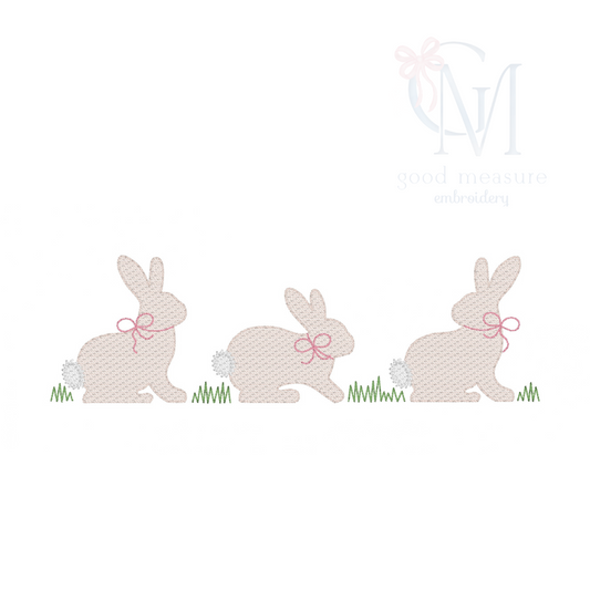 Bunny Bow Trio Embroidery Design