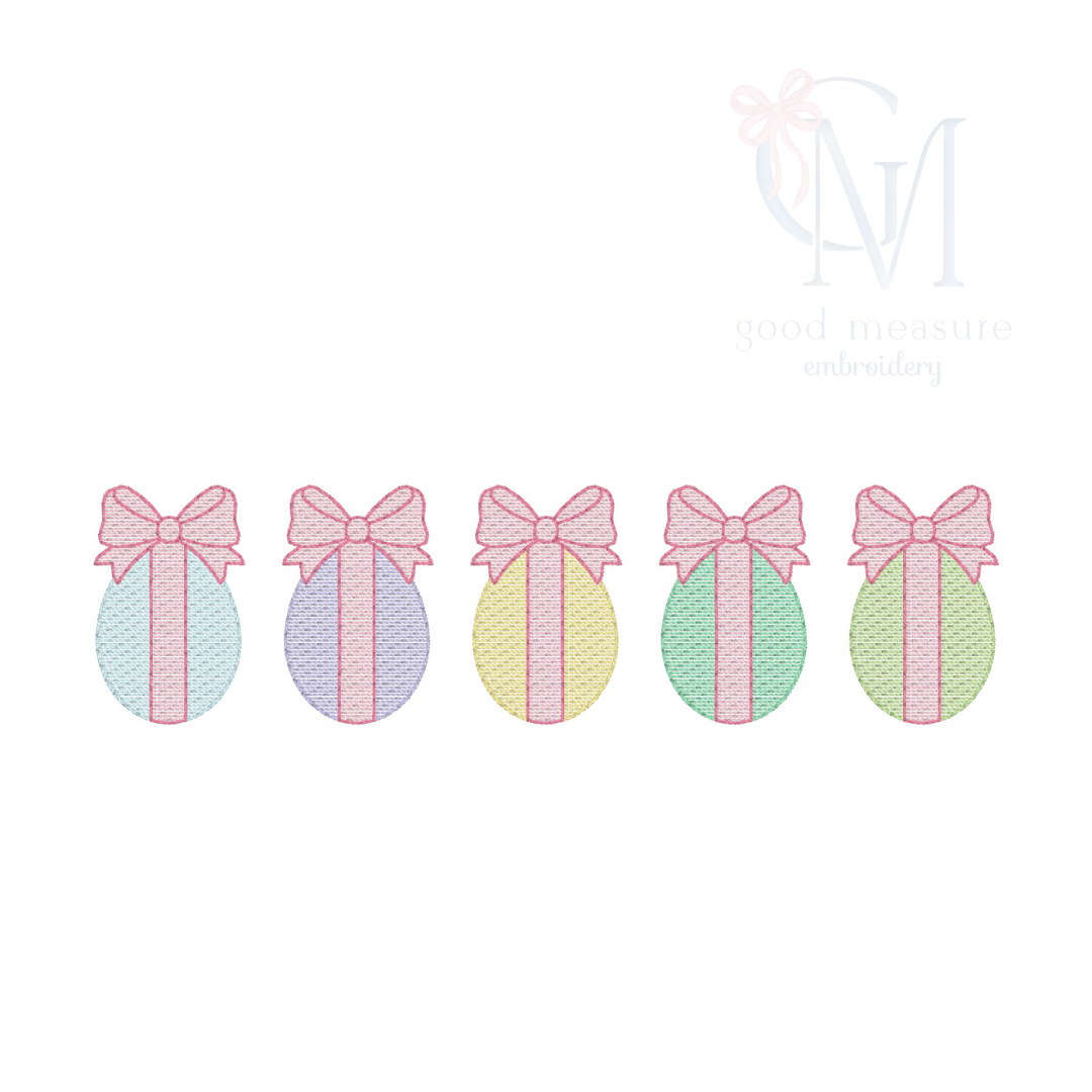 Easter Eggs with Bows Embroidery Design