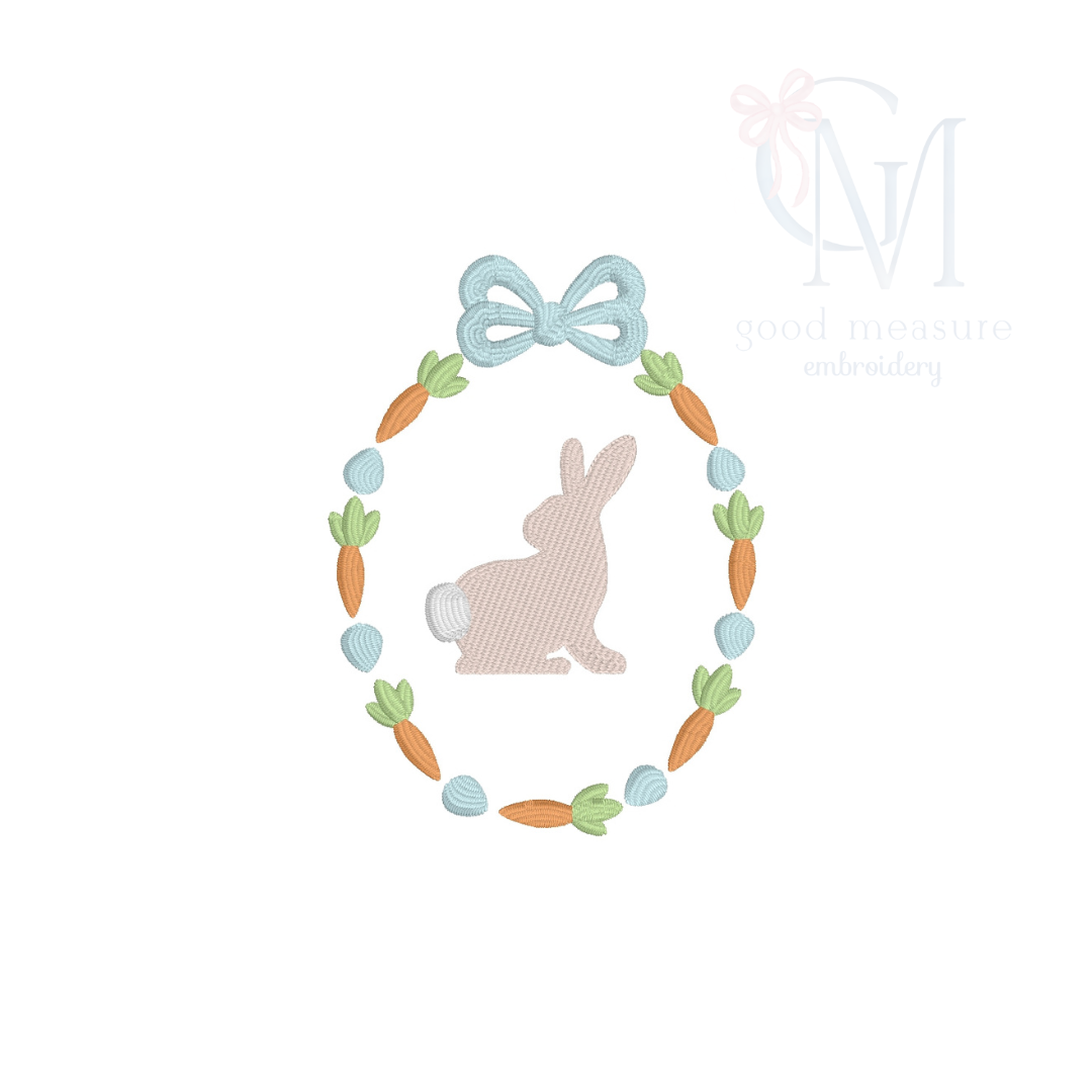 Bunny & Carrot Oval Frame Embroidery Design