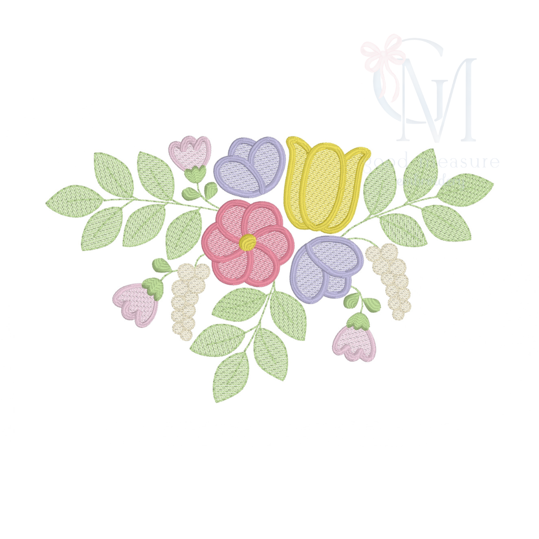 Floral Sketch Embroidery Design