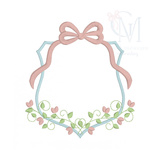 Elegant Floral Crest Embroidery Design