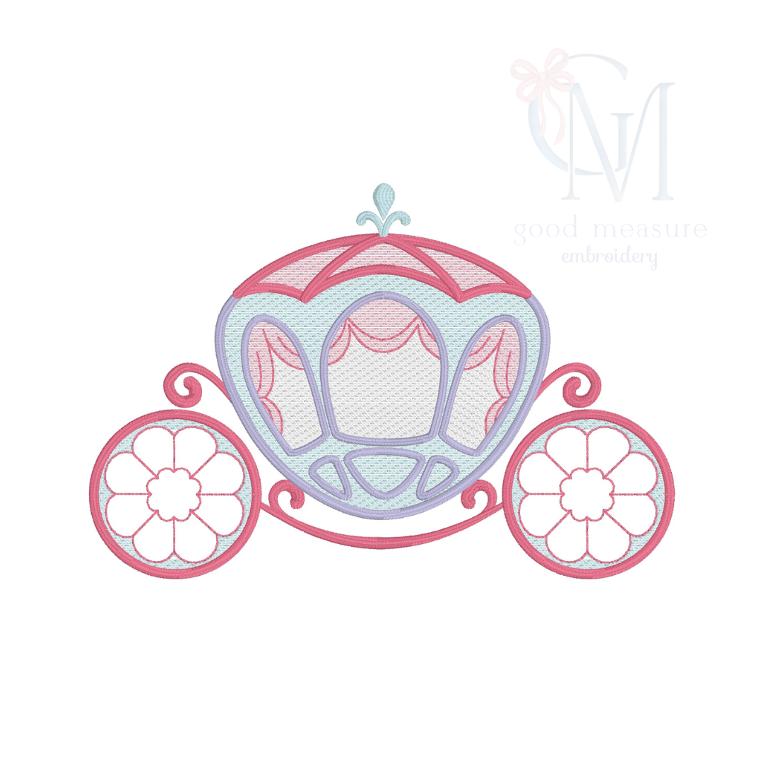 Princess Carriage Sketch Embroidery Design