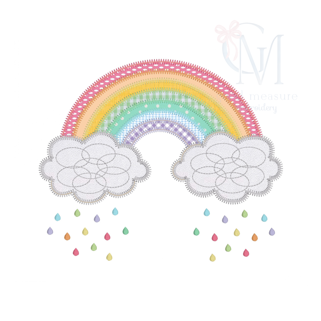 Rainbow and Clouds Zig Zag Applique Design