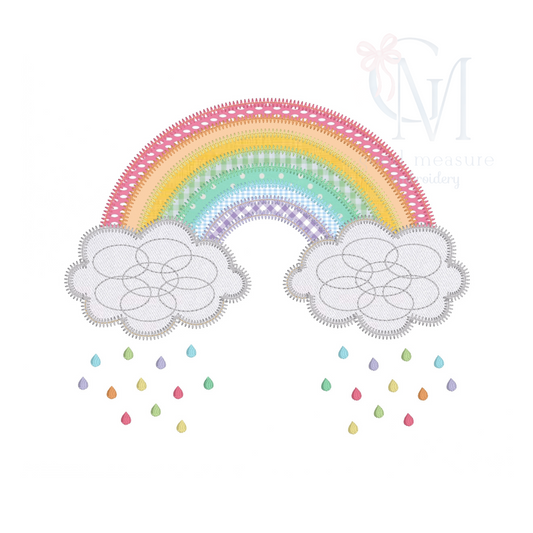 Rainbow and Clouds Zig Zag Applique Design