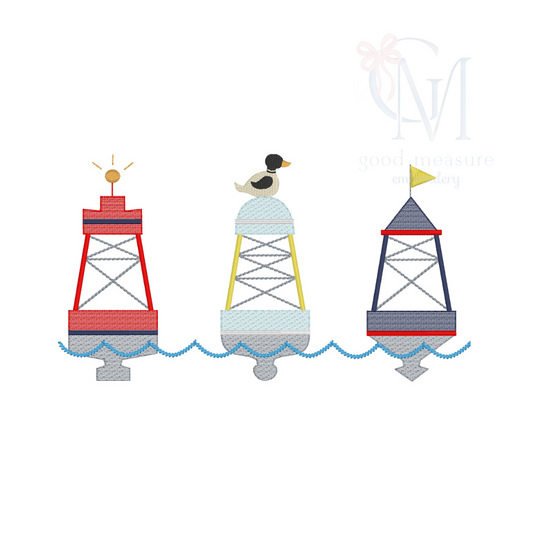 Buoy Trio Embroidery Design