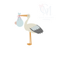 Stork and Baby Embroidery Design