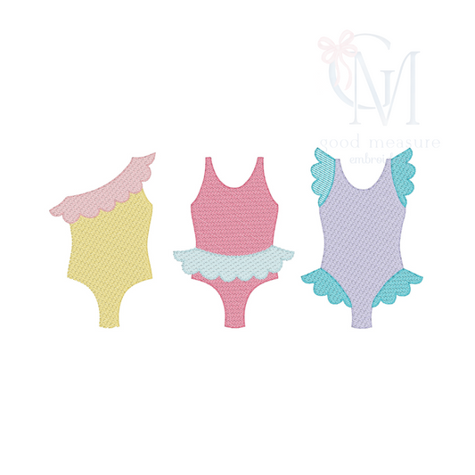 Swimsuits Sketch Embroidery Design