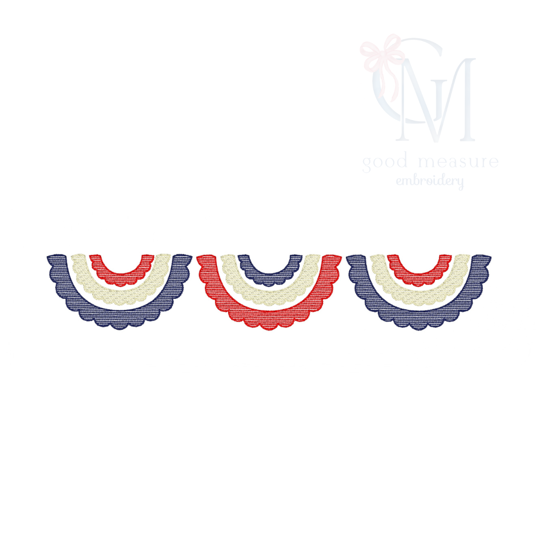 Scallop Patriotic Bunting Embroidery Design