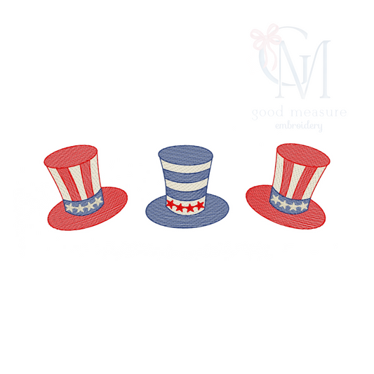 Patriotic Hat Trio Embroidery Design