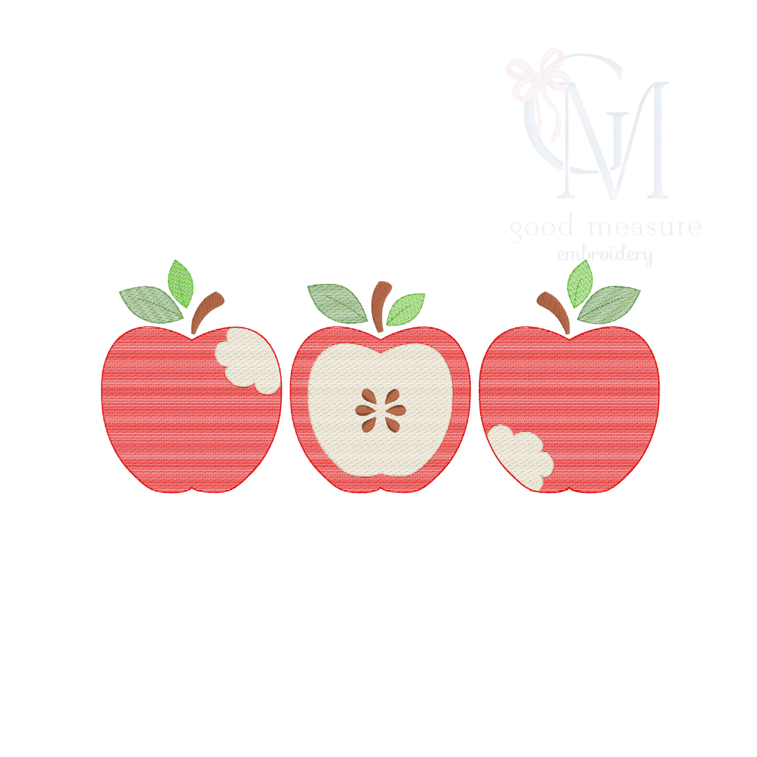 Apple Trio Sketch Embroidery Design