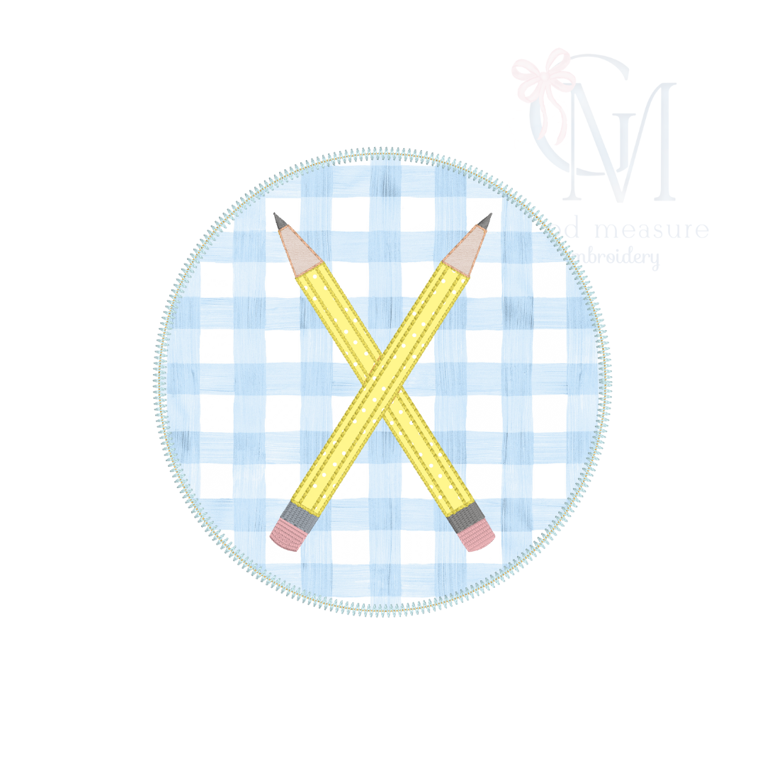 Crossed Pencil Patch Back To School Applique Design