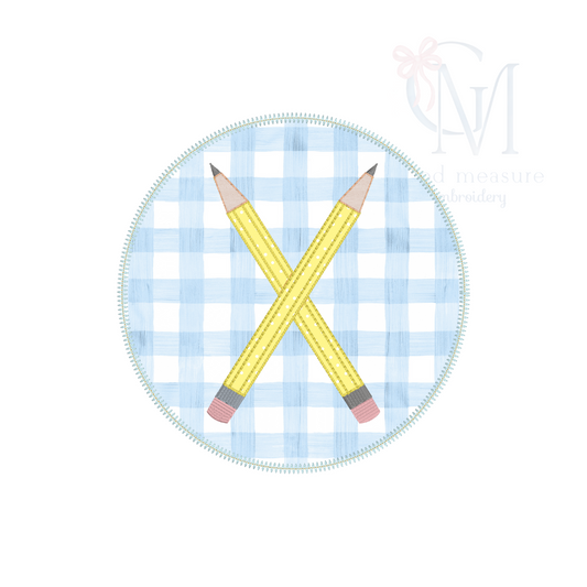 Crossed Pencil Patch Back To School Applique Design