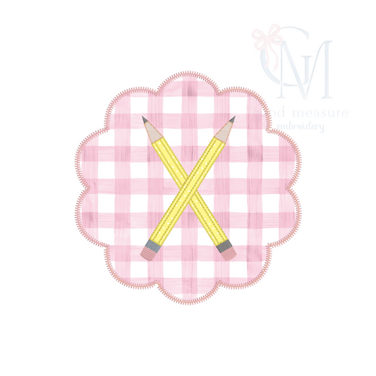 Scallop Crossed Pencil Patch Applique Design