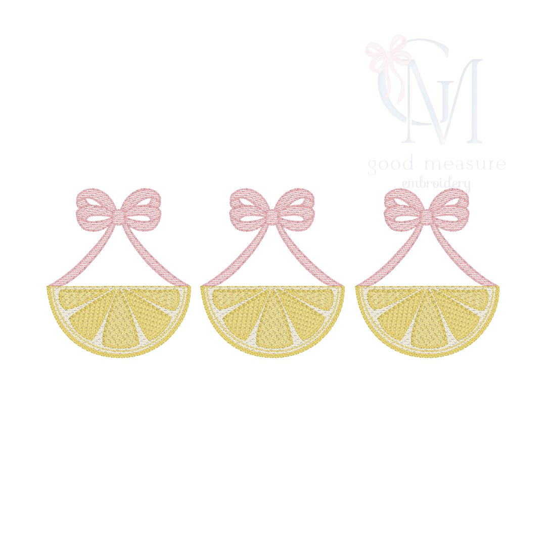 Lemon Wedge Trio Sketch Embroidery Design