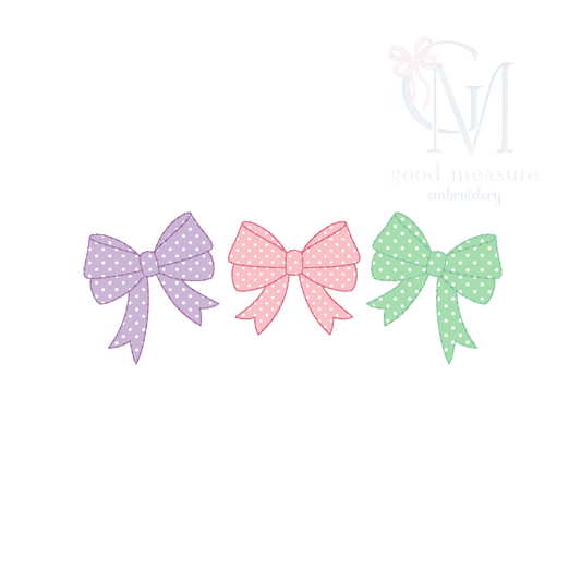 Bow Trio Bean Stitch Applique Design