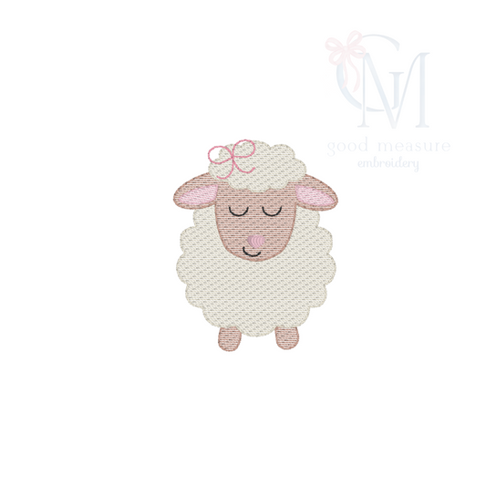 Sketch Baby Sheep Girly Embroidery Design