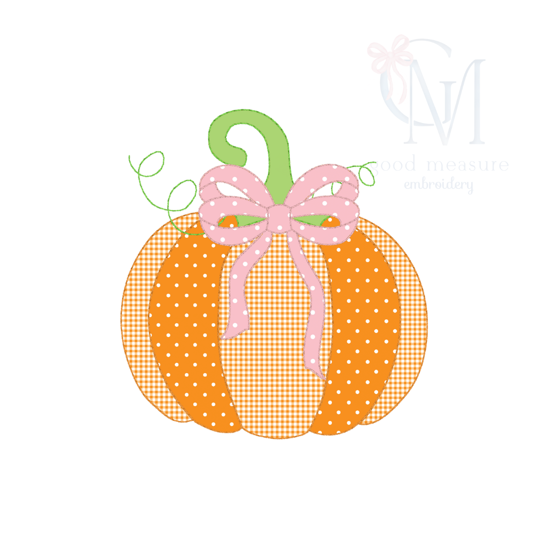 Fall Pumpkin Bean Applique with Bow Design