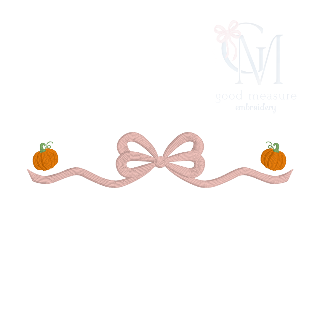 Pumpkin Satin Bow Embroidery Design